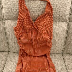 Pilcro Orange Striped Midi Dress
